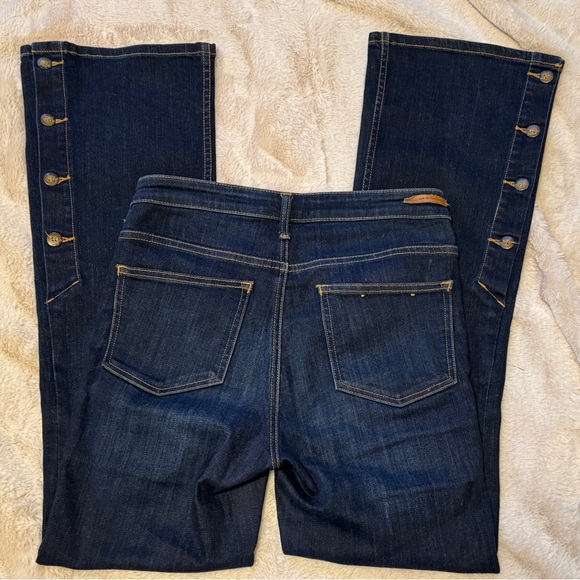 Pilcro Anthropologie High-Rise Bootcut Jeans Dark Denim Buttons on Legs 4 27 - Picture 5 of 12